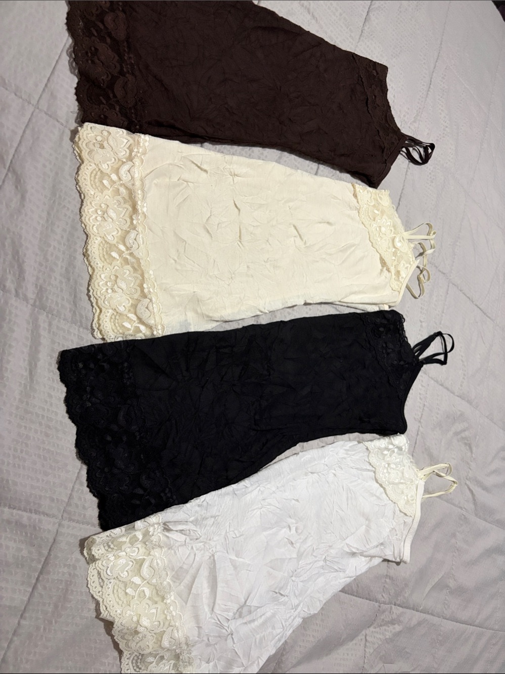 Maurices Lace Trim Slip Camisoles - Brown, Cream, Black, White